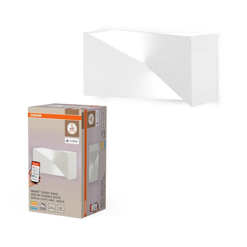OSRAM Matter SMART+ ORBIS SWAN LED Applique da parete 30x15cm Bianco regolabile 23W / 3000-6500K bianco