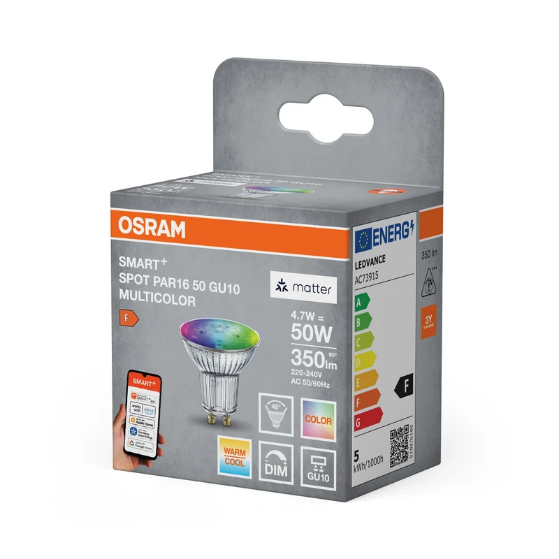 OSRAM Matter SMART+ LED Lampada Spot RGBW multicolore (ex 32W) 5W / 2700-6500K GU10