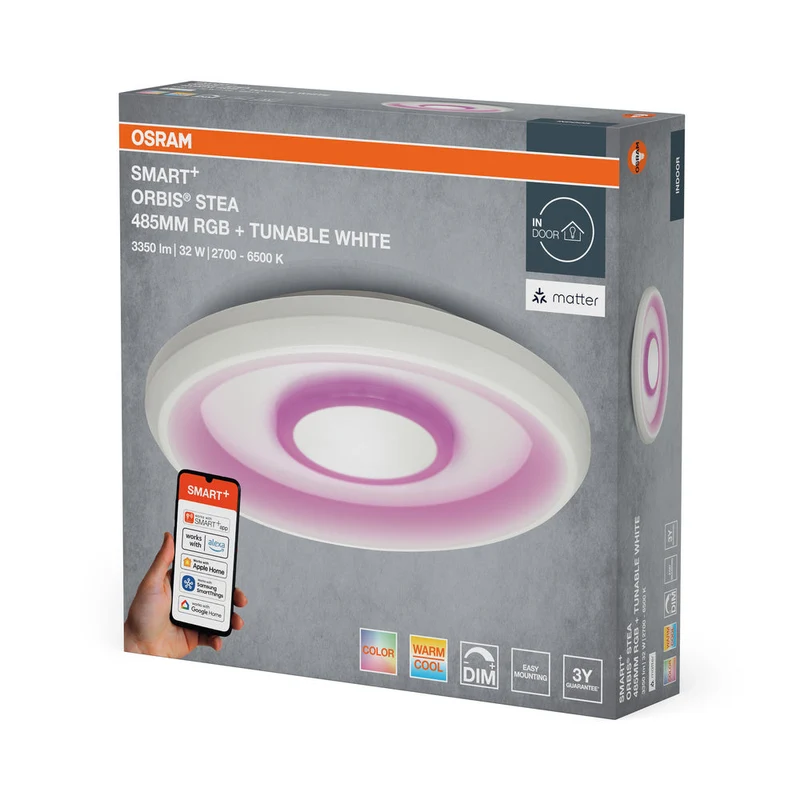 OSRAM Matter SMART+ ORBIS STEA LED RGBW lampada da soffitto multicolore 48,5cm Bianco regolabile 32W / 2700-6500K