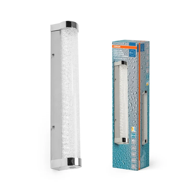 OSRAM ORBIS Tubo Specchio da bagno / Applique da parete Vetro a bolle 9W 40cm Cromo
