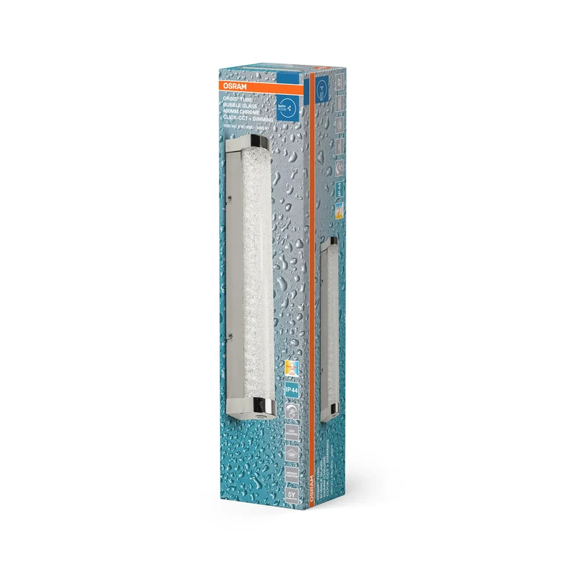OSRAM ORBIS Tubo Specchio da bagno / Applique da parete Vetro a bolle 9W 40cm Cromo