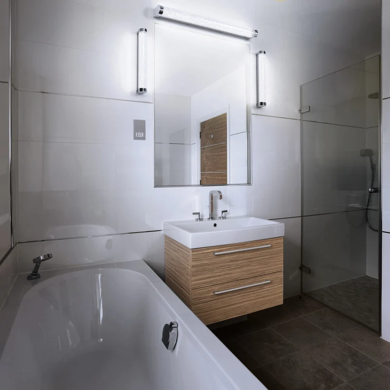 OSRAM ORBIS Tubo Specchio da bagno / Applique da parete Vetro a bolle 9W 40cm Cromo
