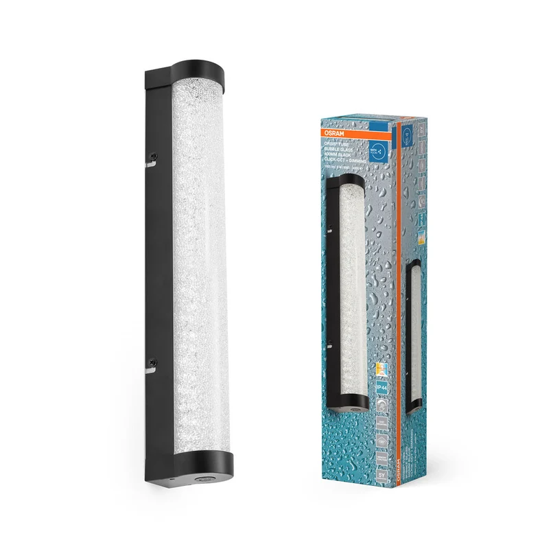 OSRAM ORBIS Tubo Specchio da bagno / Applique da parete Vetro a bolle 9W 40cm nero