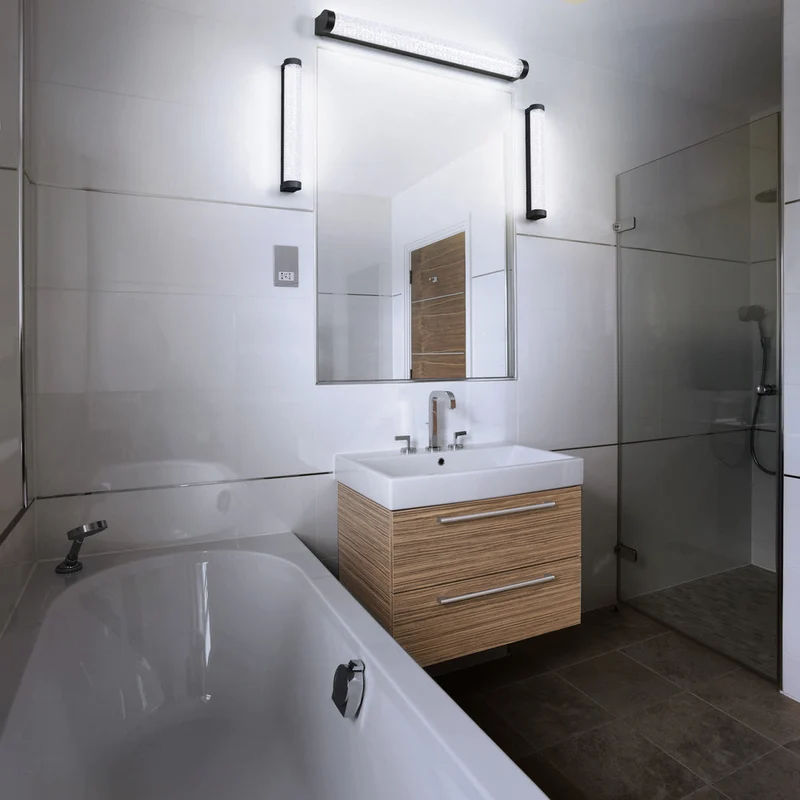 OSRAM ORBIS Tubo Specchio da bagno / Applique da parete Vetro a bolle 9W 40cm nero