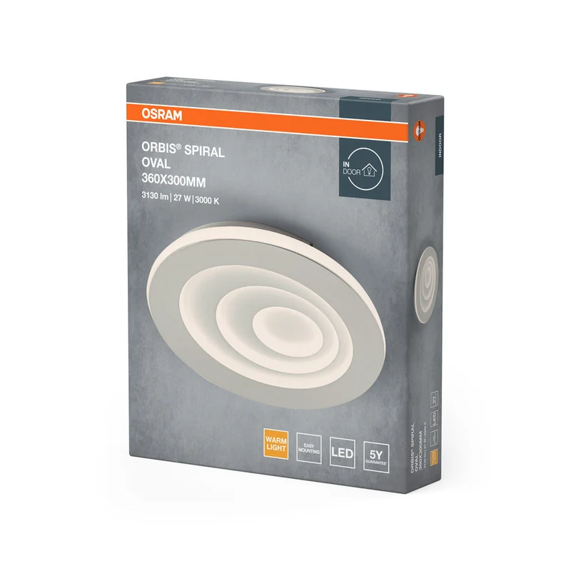 OSRAM ORBIS SPIRALE OVALE Lampada da soffitto, bianca, 27W, 2400lm