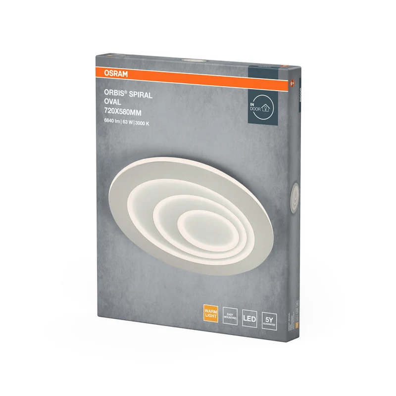 OSRAM ORBIS SPIRALE OVALE Lampada da soffitto, bianca, 63W, 5000lm