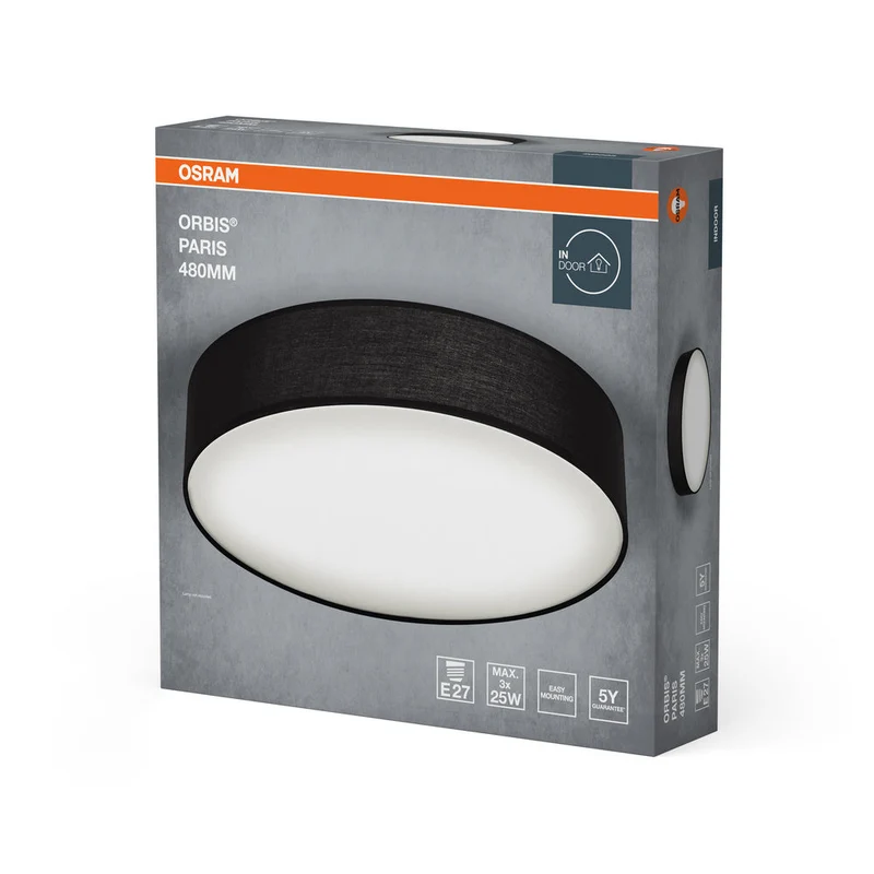 OSRAM ORBIS PARIS lampada da soffitto 480mm, nero, 3xE27