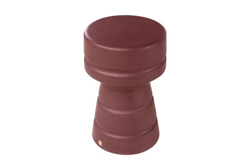 Casa Padrino Luxus Beistelltisch / Hocker Bordeauxrot Ø 30,5 x H. 48 cm - Beistelltisch aus Faserbeton in Form eines Schach-Bauern, auch als Sitzhocker nutzbar - Luxus Möbel