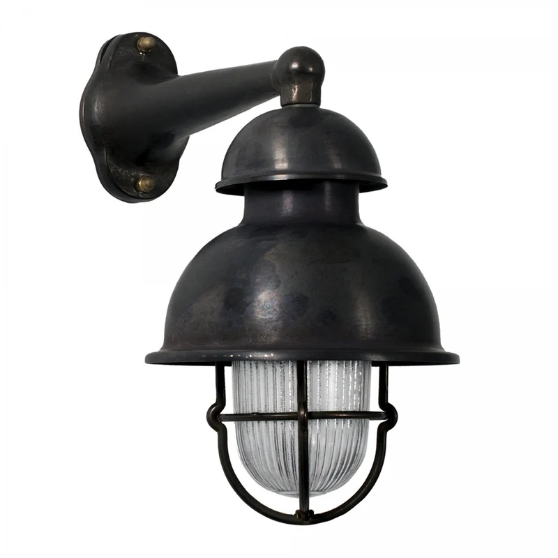 Casa Padrino Jugendstil Schiffslampe 15 x 25 x H. 27 cm - Schwarz - Nostalgische Wetterfeste Außenleuchte