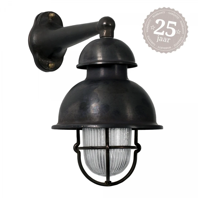 Casa Padrino Jugendstil Schiffslampe 15 x 25 x H. 27 cm - Schwarz - Nostalgische Wetterfeste Außenleuchte