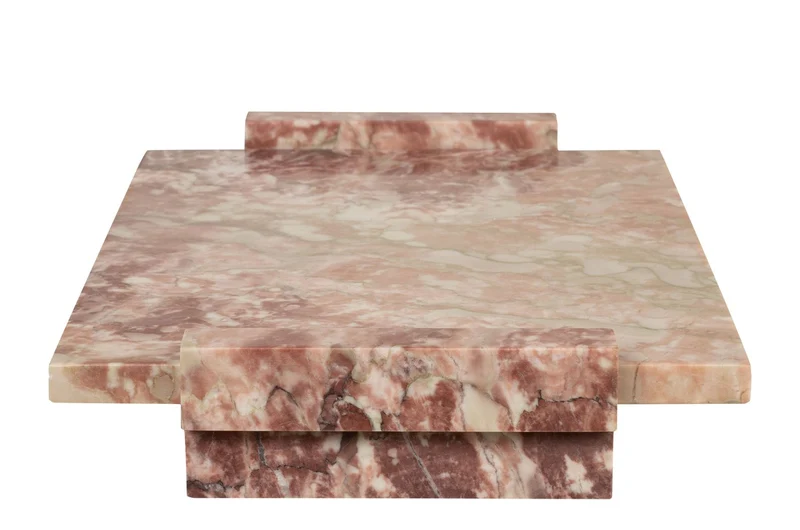 Casa Padrino Luxus Marmor Tablett Rosa 40 x 25 x H. 6 cm - Rechteckiges Tablett mit Rand aus hochwertigem Rosalia Pink Marmor - Luxus Deko Accessoires