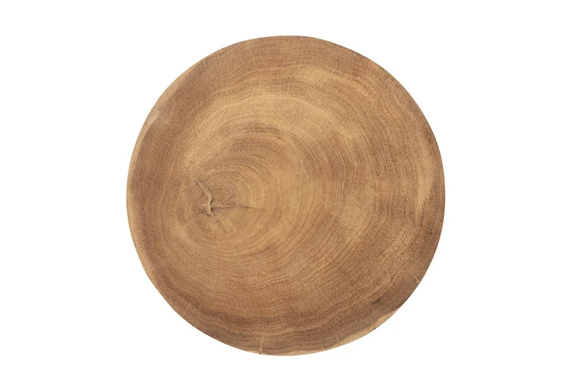Casa Padrino Luxus Massivholz Beistelltisch / Hocker Naturfarben Ø 33 x H. 45,5 cm - Handgeschnitzter Beistelltisch aus Dimb-Holz in Form eines Schach-Turms - Luxus Möbel
