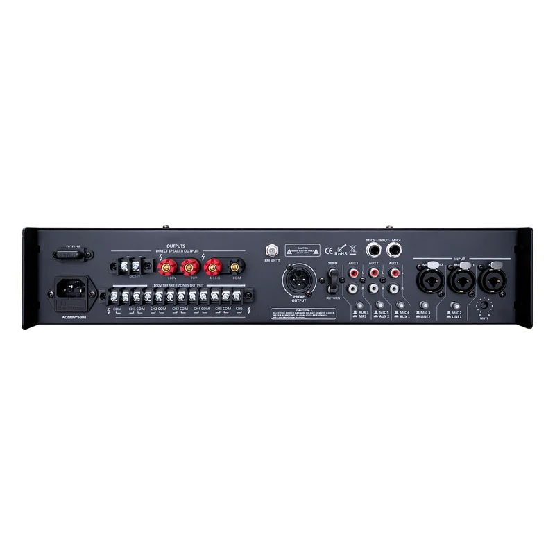 GBC Amplificatore professionale, amplificatore audio bluetooth, a 6 zone con lettore mp3, amplificatore bluetooth