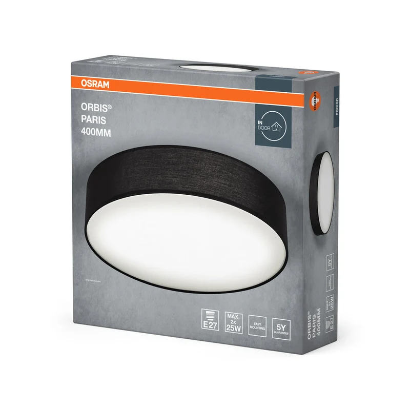 OSRAM ORBIS PARIS lampada da soffitto 400mm, nero, 2xE27