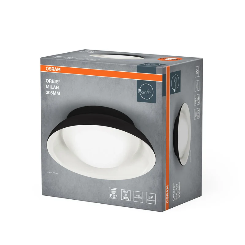 OSRAM ORBIS MILAN lampada da soffitto 305mm, nero, 2xE27