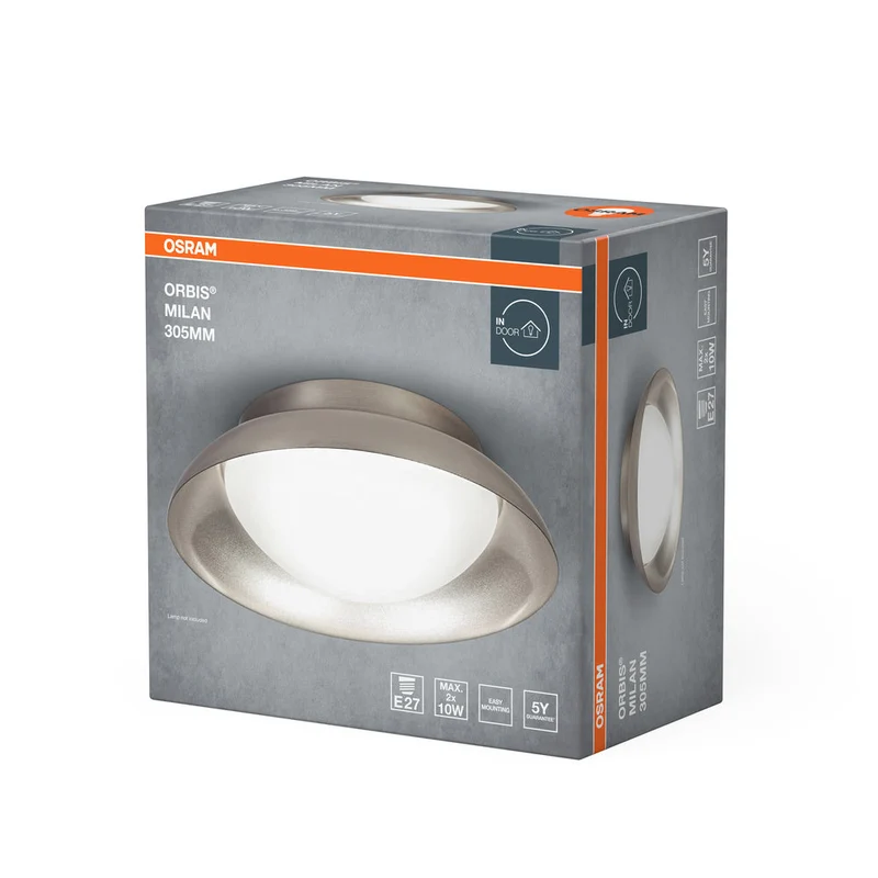OSRAM ORBIS MILAN Lampada da soffitto 305mm, Nichel, 2xE27