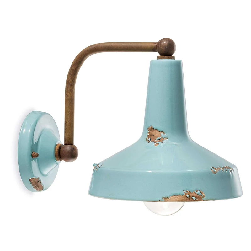 Vintage - Applique murale en acier et céramique, style industriel, H 21 cm