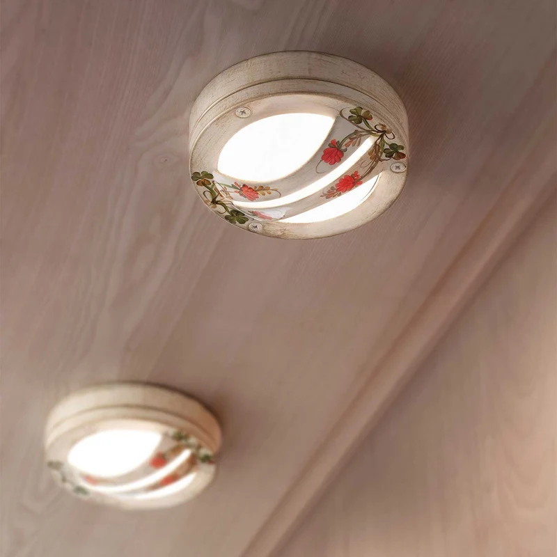 Brindisi - Plafonnier d’extérieur en céramique et verre, style shabby chic