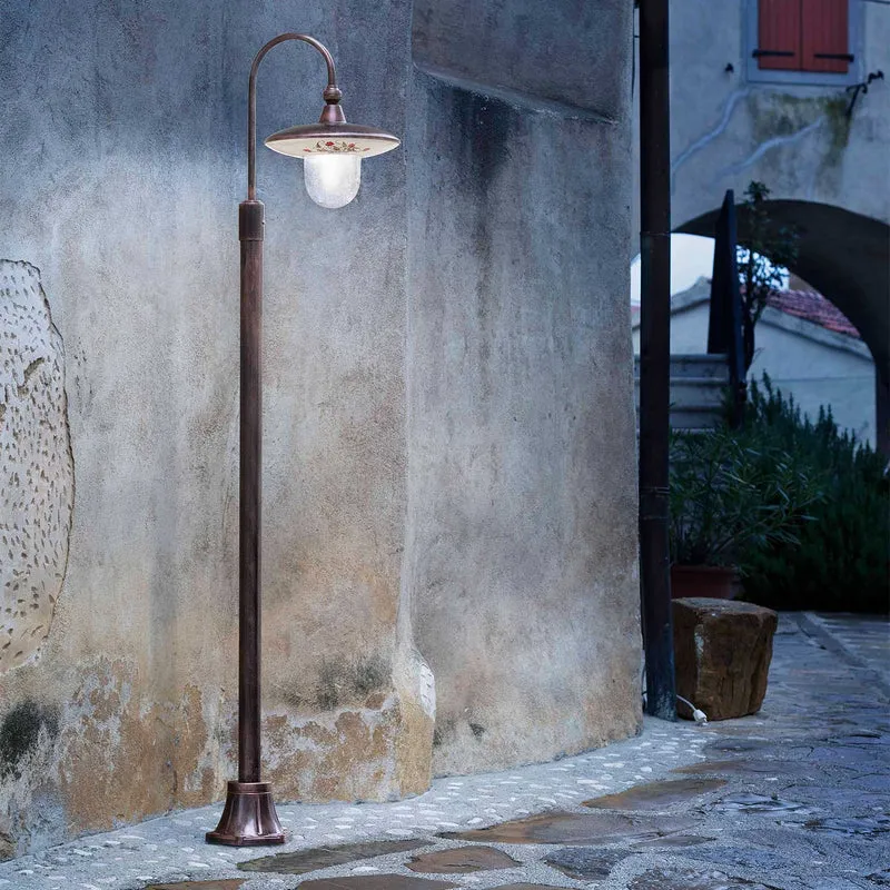 Latina - Lampadaire d’extérieur en céramique, acier et verre, style shabby chic, H 150 cm