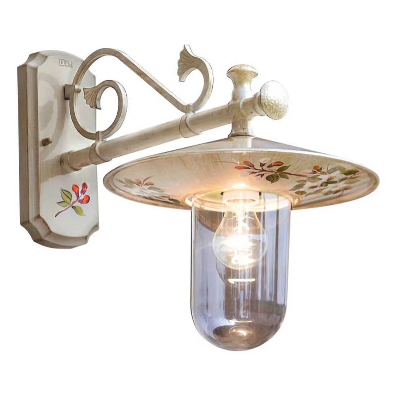 Genova - Applique murale d’extérieur en céramique, acier et verre, style shabby chic, H 45 cm
