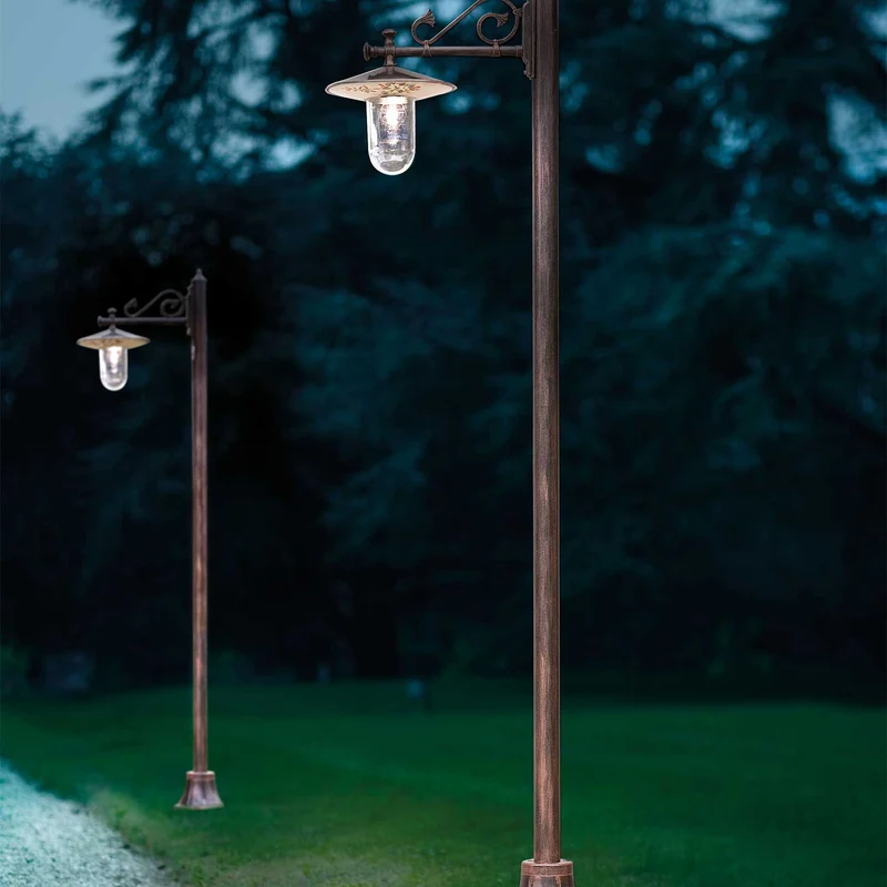 Genova - Lampadaire d’extérieur en céramique, acier et verre, style shabby chic, H 220 cm