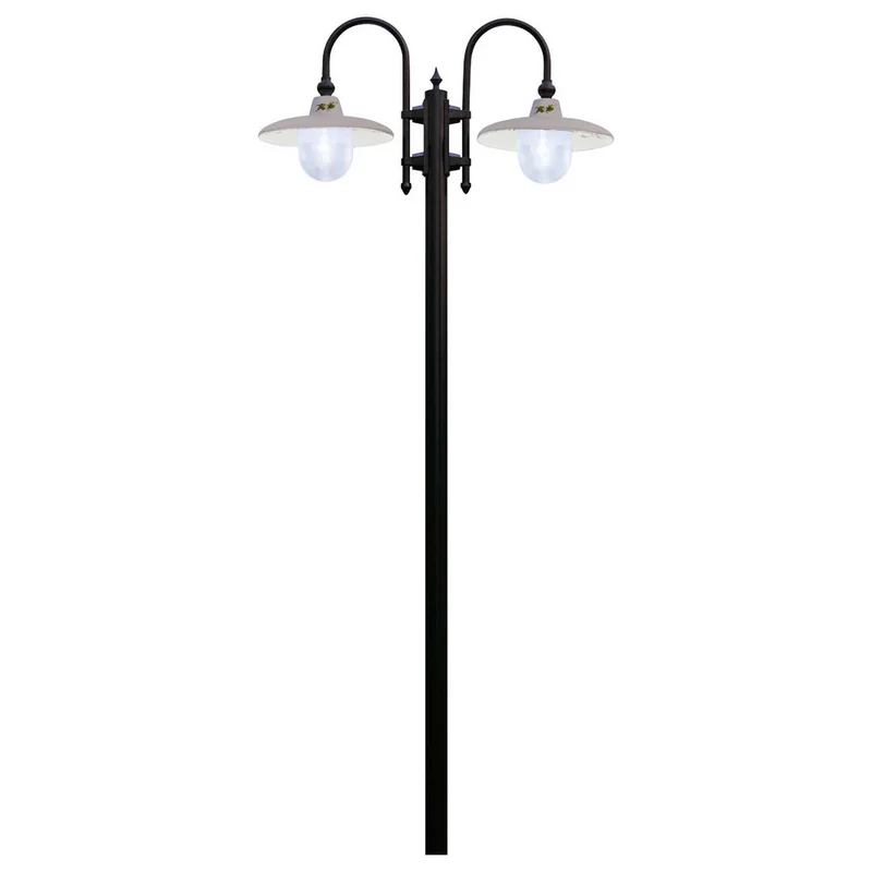 Campobasso - Lampadaire d’extérieur en céramique, acier et verre, style shabby chic, H 240 cm