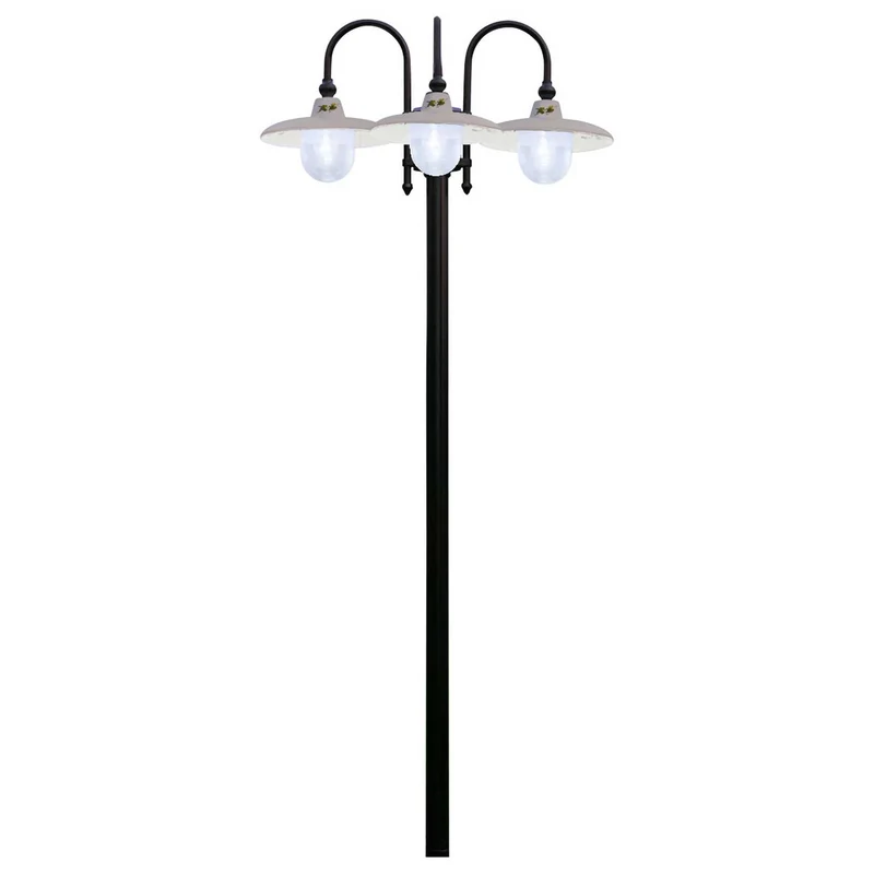 Campobasso - Lampadaire d’extérieur en céramique, acier et verre, style shabby chic, H 240 cm