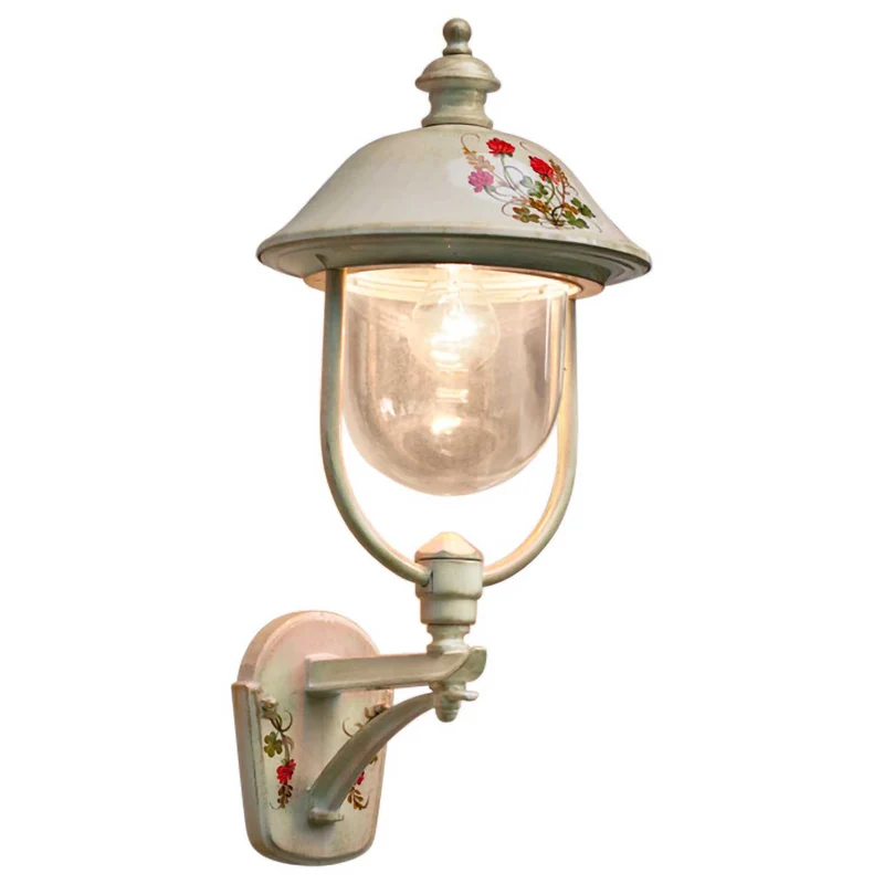 Bari - Applique murale d’extérieur en céramique, acier et verre, style shabby chic