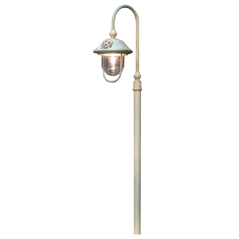 Bari - Lampadaire d’extérieur en céramique, acier et verre, style shabby chic, H 157 cm