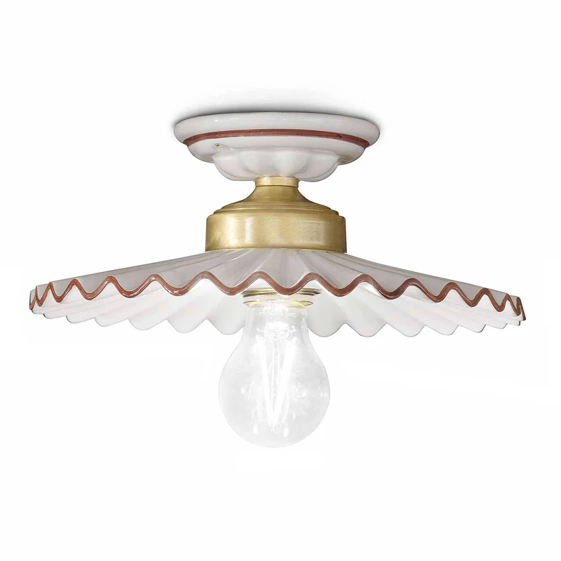 L'Aquila - Plafonnier en laiton et céramique, style shabby chic, Ø 23 à 41 cm