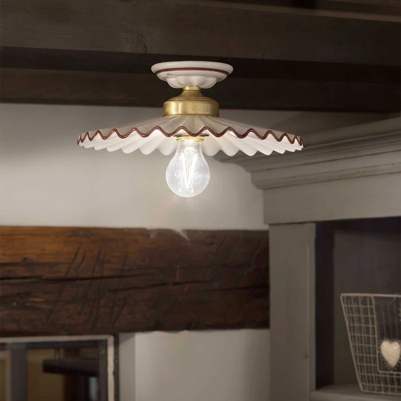 L'Aquila - Plafonnier en laiton et céramique, style shabby chic, Ø 23 à 41 cm