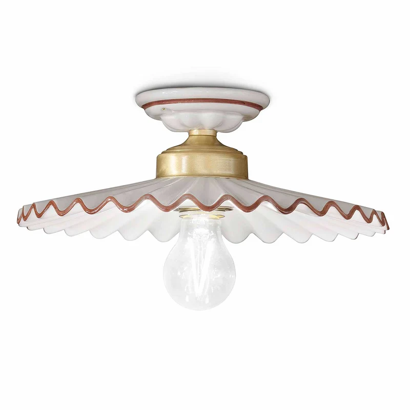 L'Aquila - Plafonnier en laiton et céramique, style shabby chic, Ø 23 à 41 cm