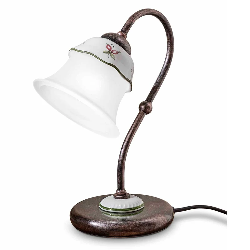Ferrara - Lampe à poser en céramique et acier, style vintage, H 28,5 cm