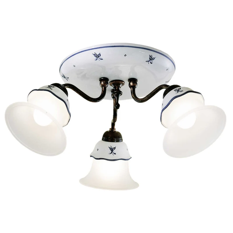 Ferrara - Plafonnier en céramique et acier, style shabby chic, Ø 50 cm