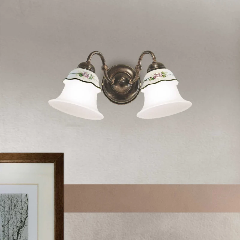 Ferrara - Applique murale en céramique et acier, style shabby chic, H 18 cm