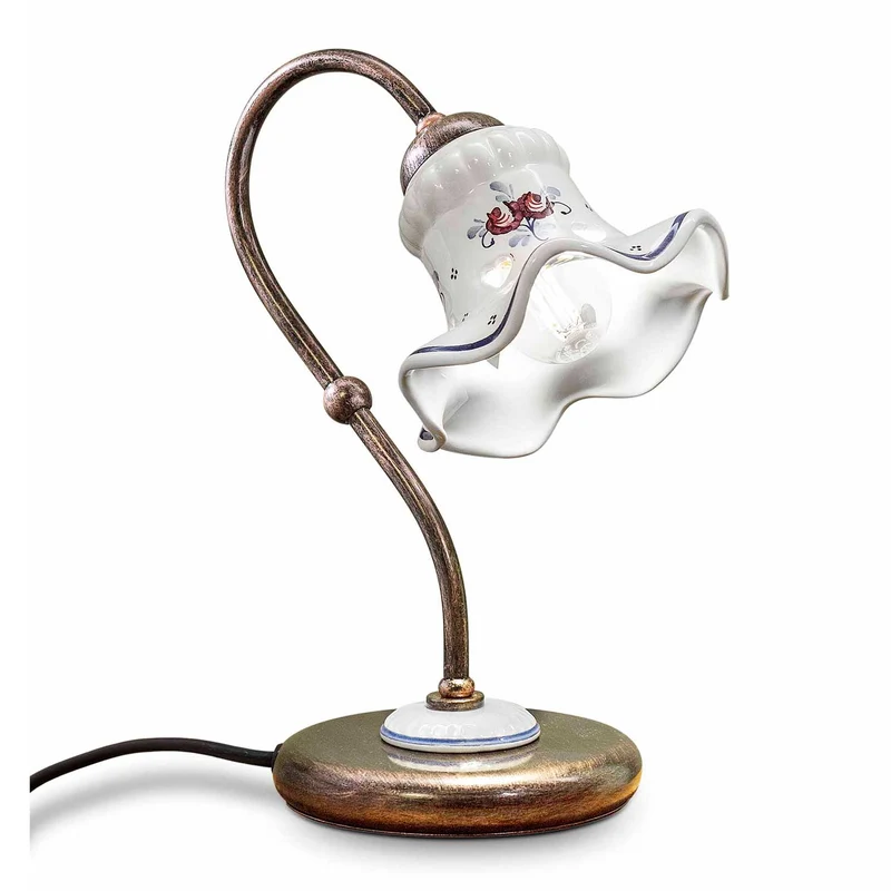 Chieti - Lampe à poser en acier et céramique, style éclectique, H 28,5 cm
