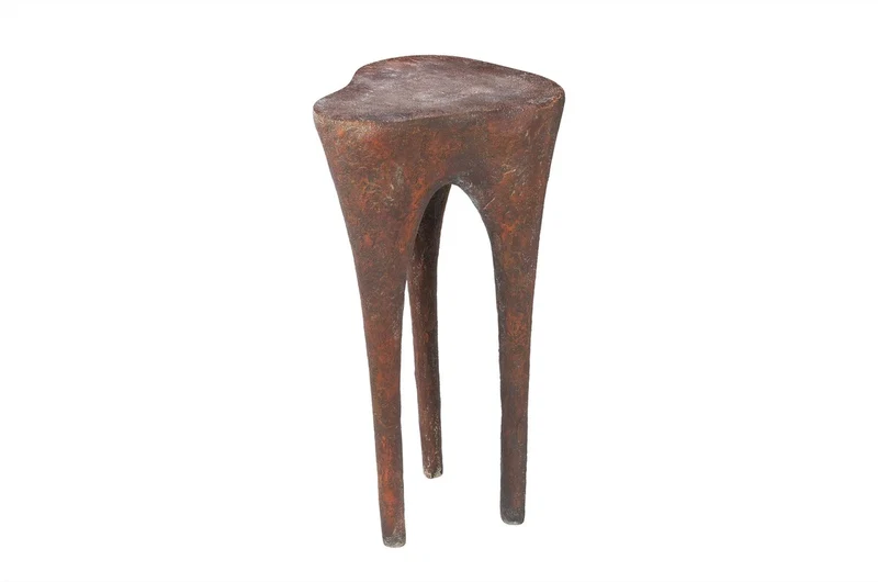 Casa Padrino Luxus Beistelltisch Kupferfarben 40 x 39 x H. 80 cm - Hoher skulpturaler Design Tisch in Alt-Kupfer Optik - Luxus Möbel