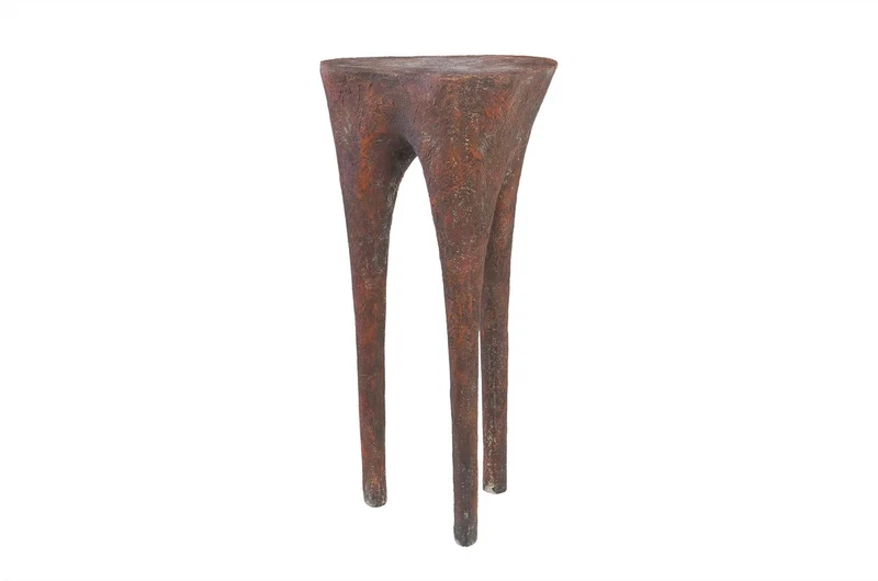 Casa Padrino Luxus Beistelltisch Kupferfarben 40 x 39 x H. 80 cm - Hoher skulpturaler Design Tisch in Alt-Kupfer Optik - Luxus Möbel