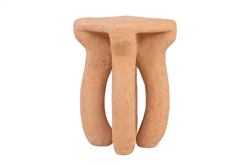 Casa Padrino Luxus Beistelltisch / Hocker Terrakotta 38 x 38 x H. 50 cm - Organisch geformter Beistelltisch aus Fiberglas, auch als Sitzhocker nutzbar - Luxus Möbel