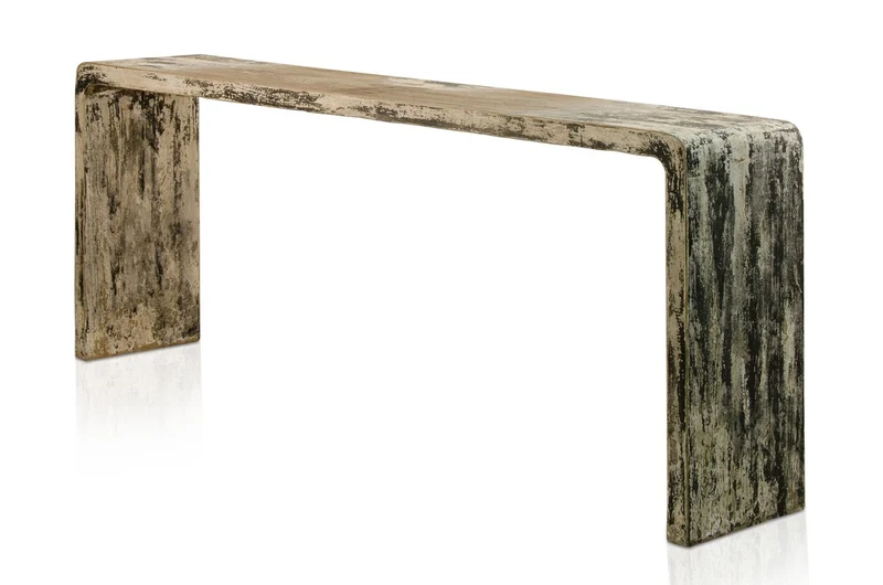 Casa Padrino Luxus Konsole Naturfarben 215 x 40 x H. 80 cm - Konsolentisch aus recyceltem Ulmen Altholz - Luxus Möbel