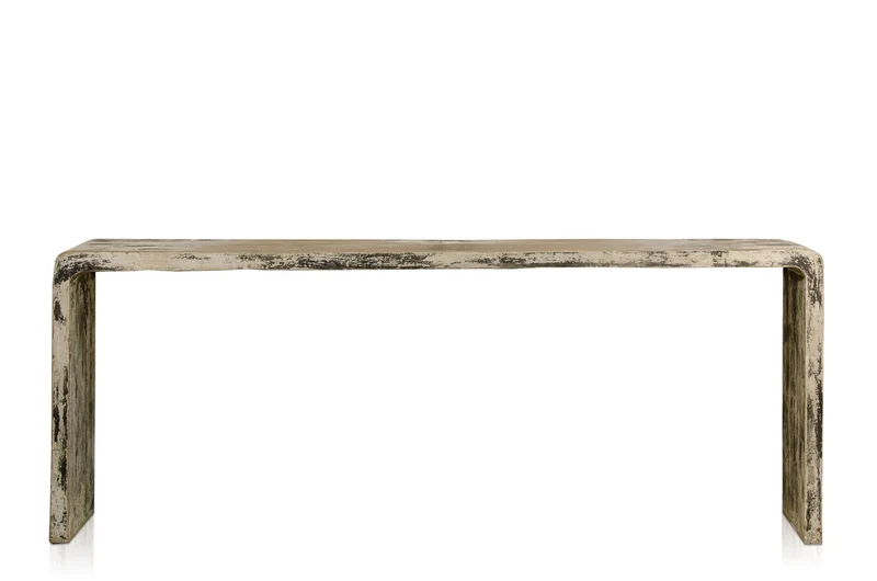 Casa Padrino Luxus Konsole Naturfarben 215 x 40 x H. 80 cm - Konsolentisch aus recyceltem Ulmen Altholz - Luxus Möbel