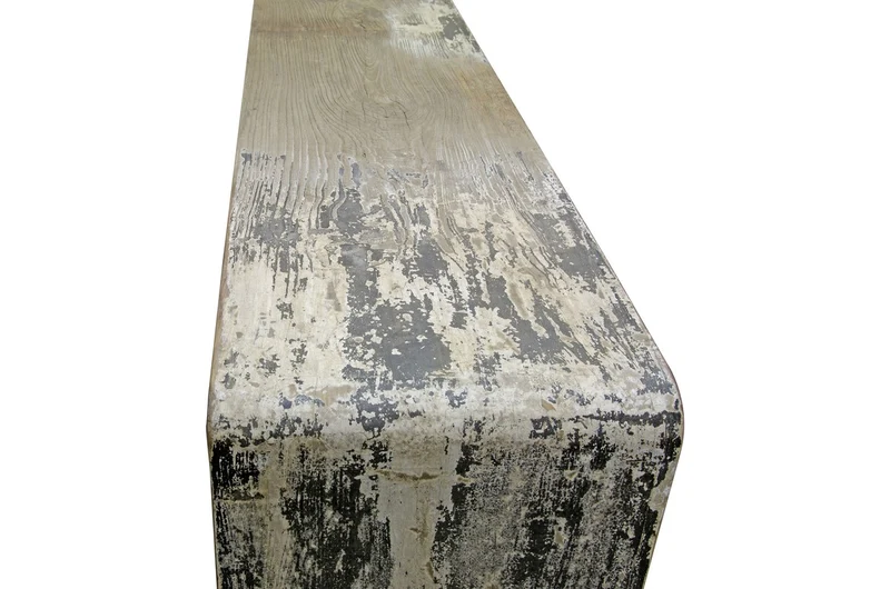 Casa Padrino Luxus Konsole Naturfarben 215 x 40 x H. 80 cm - Konsolentisch aus recyceltem Ulmen Altholz - Luxus Möbel