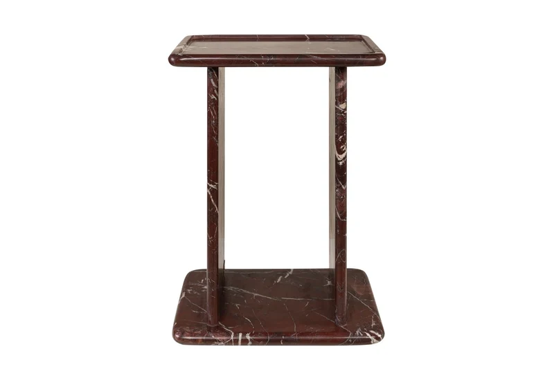Casa Padrino Luxus Marmor Beistelltisch Weinrot 30,5 x 23 x H. 41,5 cm - Schlanker Beistelltisch aus hochwertigem Rosso Levanto Marmor - Luxus Möbel