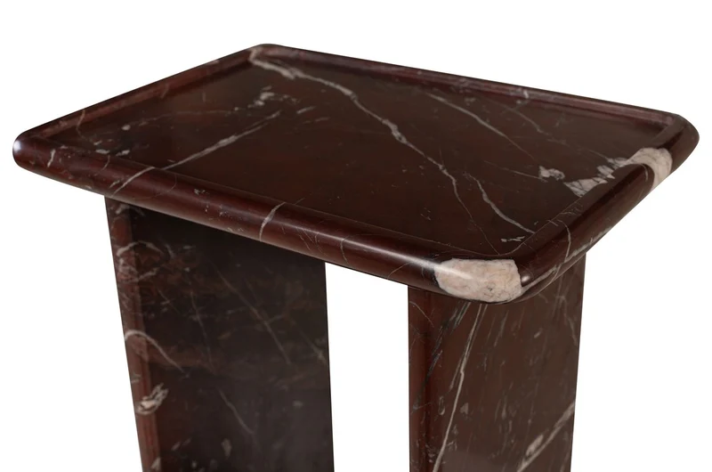 Casa Padrino Luxus Marmor Beistelltisch Weinrot 30,5 x 23 x H. 41,5 cm - Schlanker Beistelltisch aus hochwertigem Rosso Levanto Marmor - Luxus Möbel