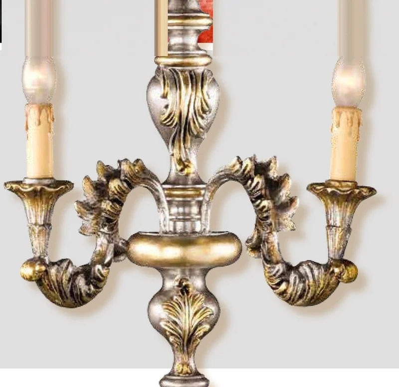 Casa Padrino Barock Wandleuchte Silber Gold B. 38 x T. 45 cm 2-flammig - Handgefertigte Leuchte aus Italien - Barock Leuchten