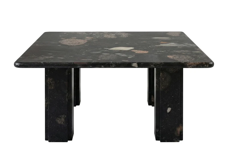 Casa Padrino Luxus Marmor Couchtisch Schwarz 70 x 70 x H. 33,5 cm - Quadratischer Couchtisch mit abgerundeten Ecken aus hochwertigem Norvigo Marmor - Luxus Möbel