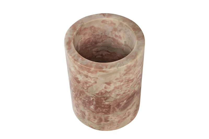 Casa Padrino Luxus Marmor Weinkühler Rosa Ø 14 x H. 18 cm - Massiver Flaschenkühler aus hochwertigem Rosalia Pink Marmor - Luxus Bar Accessoires
