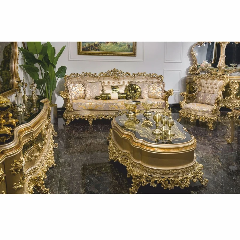 Casa Padrino Luxus Barock Massivholz Sideboard mit 3 Türen Grau / Grün / Schwarz / Gold 260 cm - Prunkvolle Barock Möbel