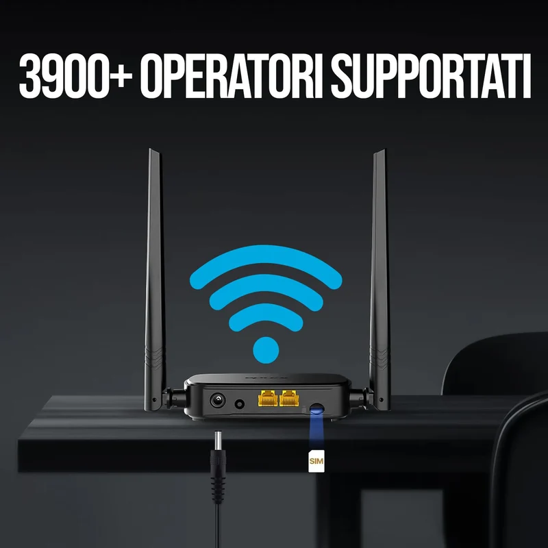 Tenda 4G05 Router SIM Wi-Fi 4G LTE 2.4 GHz sbloccato con slot SIM, velocità fino a 150 Mbps in 4G e 300 Mbps in WiFi, modem portatile per uso domestico lavorativo camper