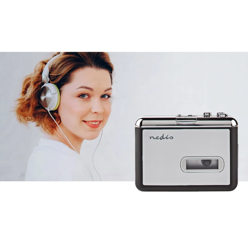 Nedis Convertitore di cassette audio in MP3, con cavo USB e CD-ROM, convertitore musicassette